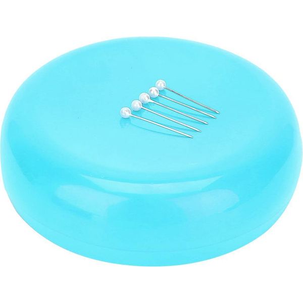 Cuscino Magnetico Rotondo Porta Aghi Da Cucito Custodia Per La Casa Forniture Per La Casa Blu-image