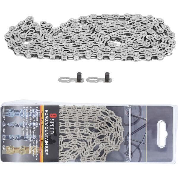 Catena Per Bicicletta A 9 Velocità Vg Sports, Leggera, Semi-Cava, 1/2 X 11/128 Pollici, 116 Maglie, Bicicletta Per Mountain Bike-image