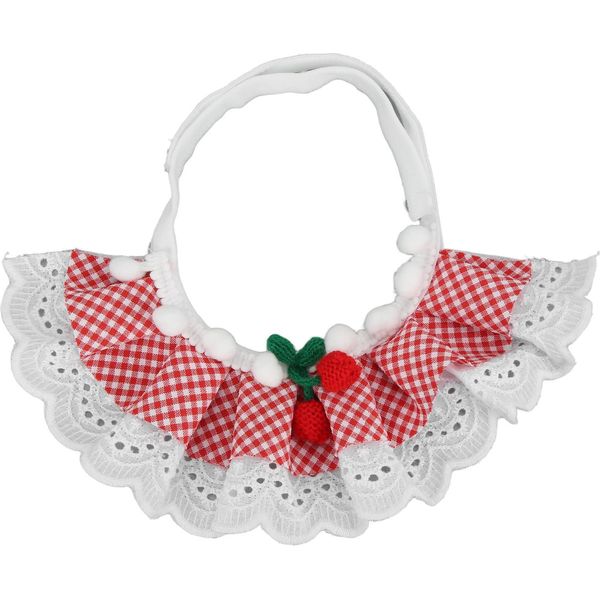 Sciarpa Di Pizzo Per Gatti, Traspirante, Morbida E Confortevole, Simpatica Principessa, Sciarpa Di Saliva Per Gatti Di Piccola E Media Taglia, Cani, Maglia Rossa, S-image