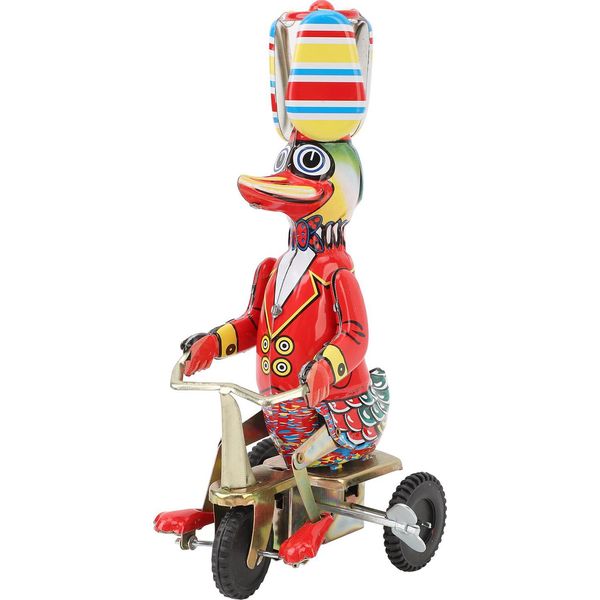 Anatra In Bicicletta, Giocattolo Di Latta, Fatto A Mano, Delicato Orologio, Stile Retrò, A Carica, Regalo Per Adulti-image