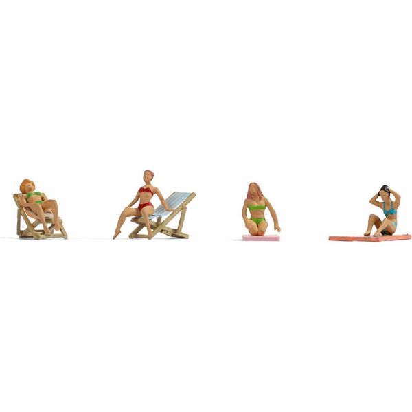 Noch Sunbathing, Set Di Figure In Miniatura Per Lo Scartamento Tt, Signore In Plastica Colorate A Mano Che Prendono Il Sole Nel Modellismo-image