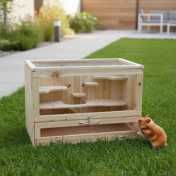 Melko Gabbia Per Roditori Piccola Casa Per Animali Casa Per Topi Legno Diversi Livelli Criceto-image
