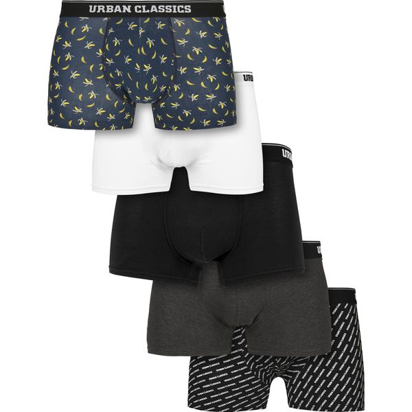 Urban Classics Uomo Boxer 5-Pack Ban.Aop+Brand.Aop+Cha+Blk+Wht - 4XL-image