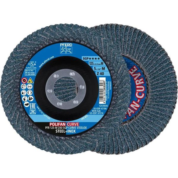 Pferd 69398197 Disco A Ventaglio Pfr 125-M Z 40 Sgp Curve Steelox Diametro 125 Mm 2 Pz. - Dimensione-image