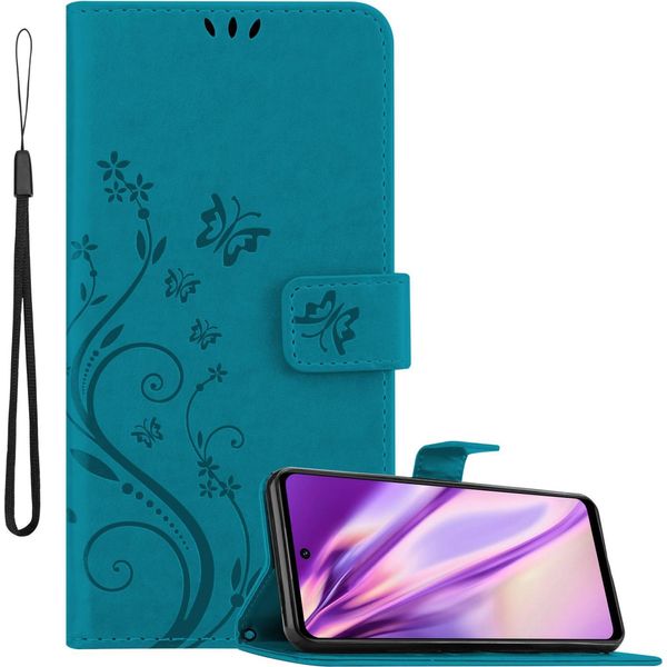 Cadorabo Custodia Per Motorola Moto G51 5G Custodia Protettiva In Blu Custodia Protettiva Per Telefono Cellulare Custodia Fiori Custodia-image