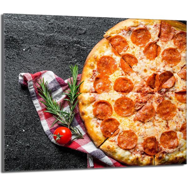 Piastra Di Copertura Del Piano Cottura 60X52 Coperchio Del Piano Cottura In Ceramica Paraspruzzi Piatto In Vetro Tagliere Decorativo, Ardesia Pizza-image