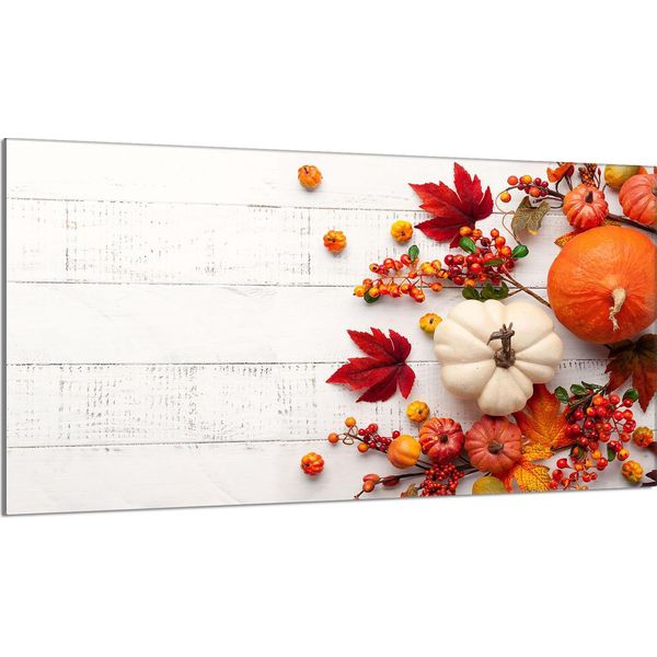 Piastra Di Copertura Del Piano Cottura 90X52 Coperchio Del Piano Cottura In Ceramica Paraspruzzi Piatto In Vetro Tagliere Decorativo, Legno Autunnale-image