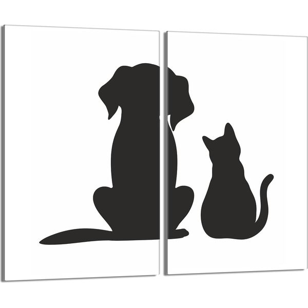 Piastre Coprifornelli 2 Pezzi 30X52 Vetro Coprifornelli In Ceramica, Cane Gatto-image