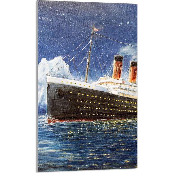 Piastra Di Copertura Del Piano Cottura 30X52 Piastra Di Copertura Del Piano Cottura In Ceramica Alzatina In Vetro Tagliere Decorativo, Titanic Sea-image
