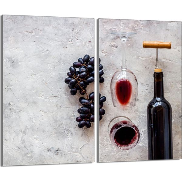 Piastre Copri Fornelli 2 Pezzi 30X52 Vetro Copri Piano Cottura In Ceramica, Vetro Vino-image