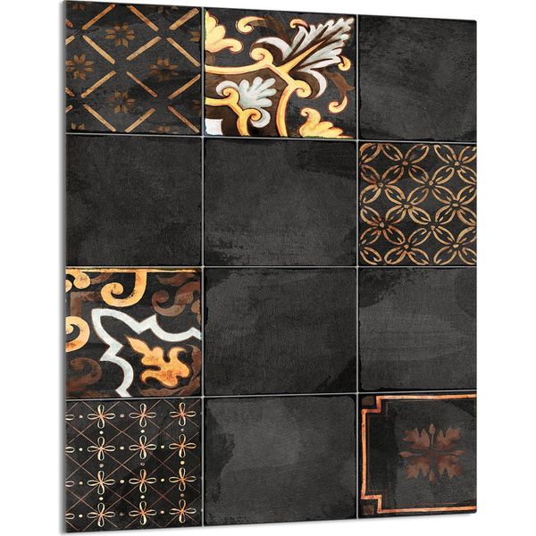 Piastra Di Copertura Del Piano Cottura 40X52 Piastra Di Copertura Del Piano Cottura In Ceramica Alzatina In Vetro Tagliere Decorativo, Mosaico Ardesia-image