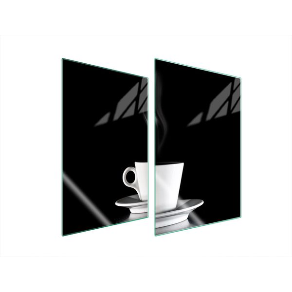 Piastre Copri Fornelli 2 Pezzi 35X52 Ceramica Copri Piano Cottura Vetro Tagliere Caffè Nero-image