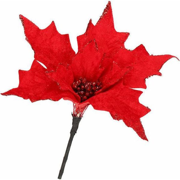 Springos Stella Di Natale 27 Cm Stella Dell'avvento Classico Fiore Artificiale Decorazione Ghirlande Albero Di Natale (Rosso 27 X 24 Cm)-image