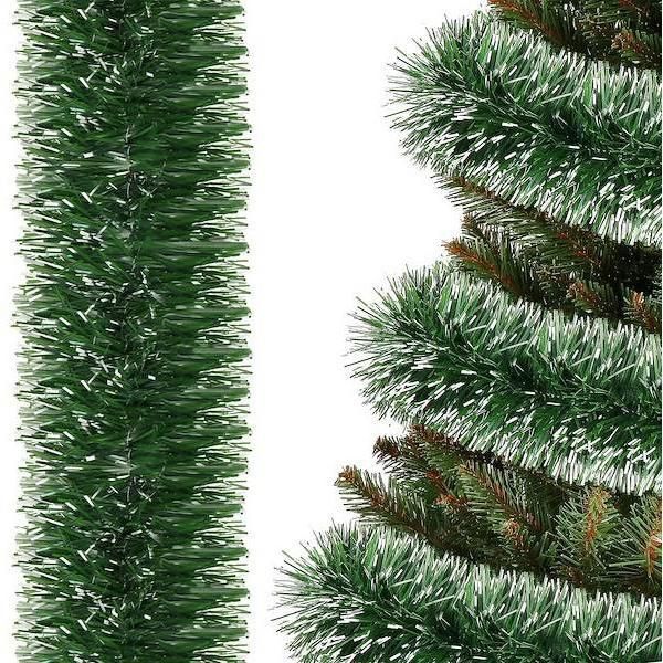 Springos Ghirlanda Per L'albero Di Natale 6 M Verde Scuro Bianco Artificiale Ghirlanda Per L'albero Di Natale Ghirlanda Per L'albero Di Natale Decorazione Della Scala Cornice Della Finestra-image