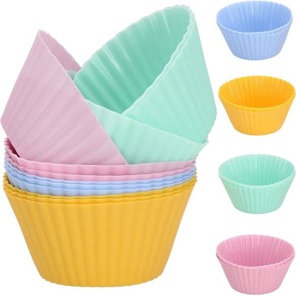 Stampi Per Muffin Springos Stampi Per Muffin In Silicone Riutilizzabili 12 Pezzi Stampi Per Cupcake-image