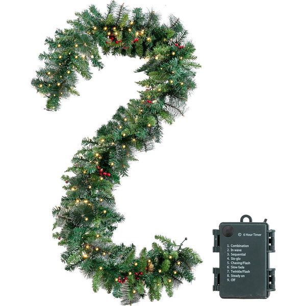 Meisterhome ® Ghirlanda Di Natale Luci Di Natale Artificiali Con Luci Ghirlanda Illuminata Decorazione Di Natale Ghirlanda Di Abete 50 Led Luci Fiabesche 270 Cm Natale Interno Ed Esterno-image