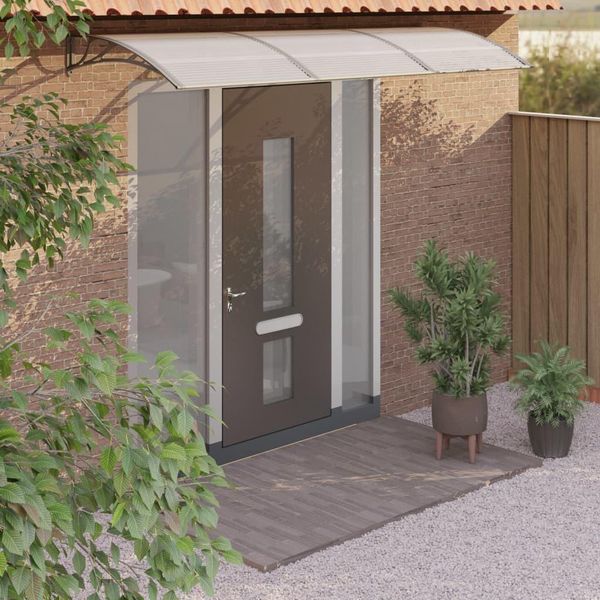 The Living Store Baldacchino Per Porte Grigio 300X100 Cm In Policarbonato-image