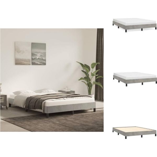 Vidaxl Struttura Letto Grigio Chiaro 140X200 Cm In Velluto - Letti E Strutture Letto-image