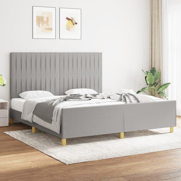 Vidaxl Struttura Letto Con Testiera In Tessuto Grigio Chiaro 180X200 Cm - Struttura Letto Con Testiera - Struttura Letto Con Testiera - Struttura Letto - Letto Con Testiera-image