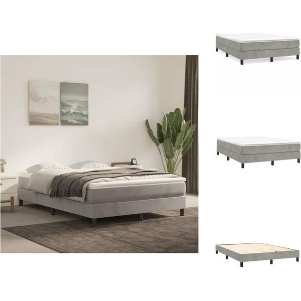 Vidaxl Letto Boxspring Grigio Chiaro 140X200 Cm In Velluto - Letti E Strutture Letto-image