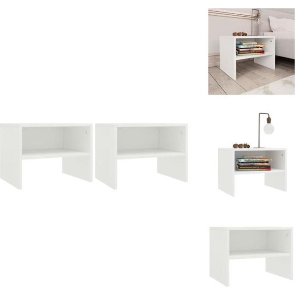 Vidaxl Comodini 2 Pz. Bianco 40X30X30 Cm Materiale A Base Di Legno - Comodini-image