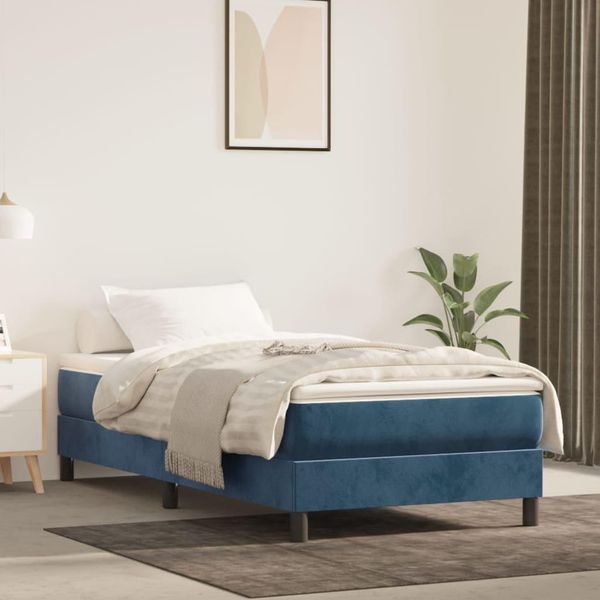 Vidaxl Materasso A Molle Insacchettate Blu Scuro 90X200X20 Cm In Velluto - Materasso A Molle Insacchettate - Materassi A Molle Insacchettate - Materasso - Mobili Per La Camera Da Letto-image