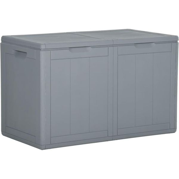 Vidaxl Cassetta Portaoggetti Da Giardino 180 L Grigio Pp Rattan - Cassetta Portaoggetti Da Giardino - Cassetta Portaoggetti - Cassette Portaoggetti-image