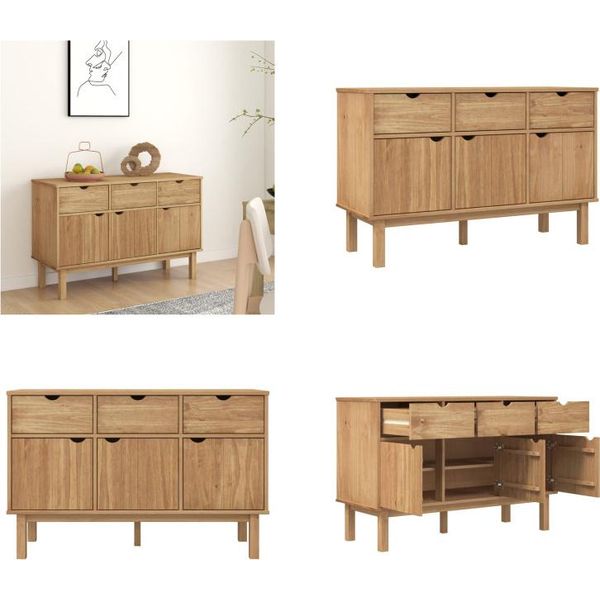 Vidaxl Credenza Otta 114X43X73,5 Cm In Pino Massiccio - Credenza - Credenze - Cassettiera - Credenza-image