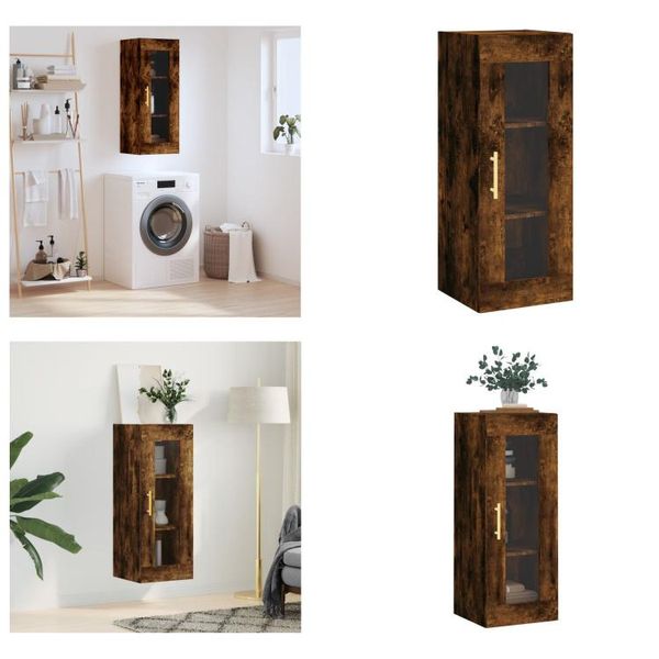 Vidaxl Armadio A Muro In Rovere Fumé 34,5X34X90 Cm - Armadio A Muro - Armadio A Muro - Armadio - Armadio Portaoggetti-image