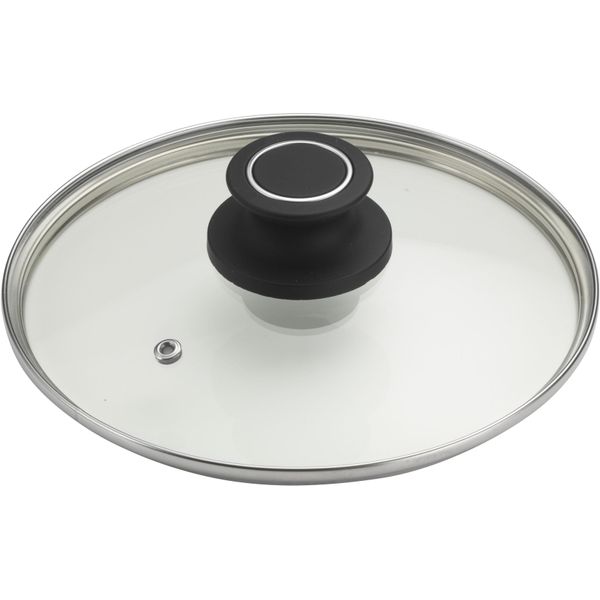 Deckel Pintinox "Power", Schwarz (Transparent, Edelstahlfarben, Schwarz), Ø:20Cm, Edelstahl, Glas, Kunststoff, Deckel, Pfannendeckel Topfdeckel, Glas Mit Kunststoffknauf, SpüLmaschinengeeignet-image