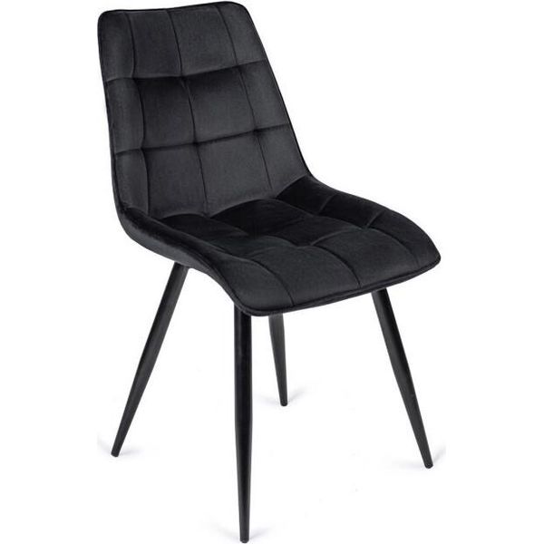 Sedia Da Pranzo Imbottita "Janeiro"", In Nero Con Gambe Nere, 49 X 57 X 89 Cm"-image