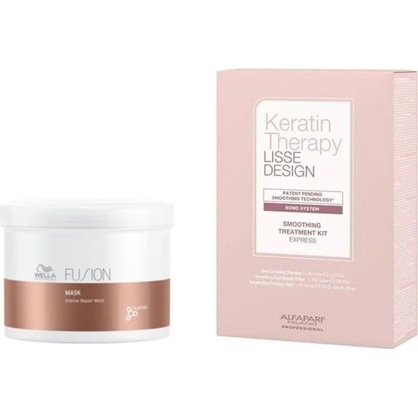 Alfaparf Keratin Therapy Lisse Design Smoothing Treatment Kit + Wella Fusion Intense Repair Mask 500Ml-image