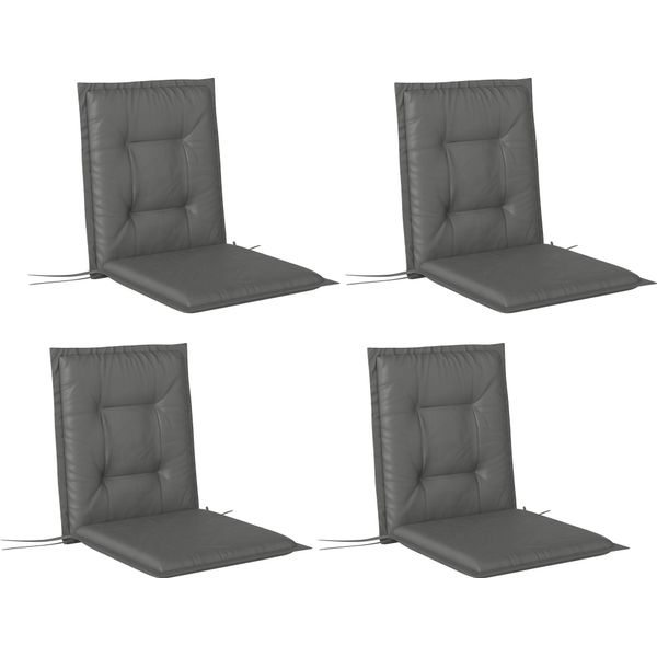 Outsunny Set Di 4 Cuscini Per Sedia 108 X 50 X 5 Cm Cuscino Per Sedia Con Cinghie, Cuscino Per Sedile Da Interno Per Esterno, Cuscino Per Sedile, Cuscino Per Panca Per Mobili Da Giardino, Sedia Per Sedersi, Sedia Da Pranzo, Grigio Chiaro-image