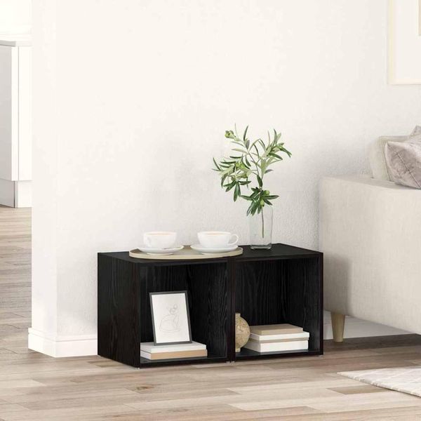 Maison Exclusive - Set Di Mobili Tv 2 Pezzi Nero 37 X 35 X 37,5 Cm Materiale Ligneo-image