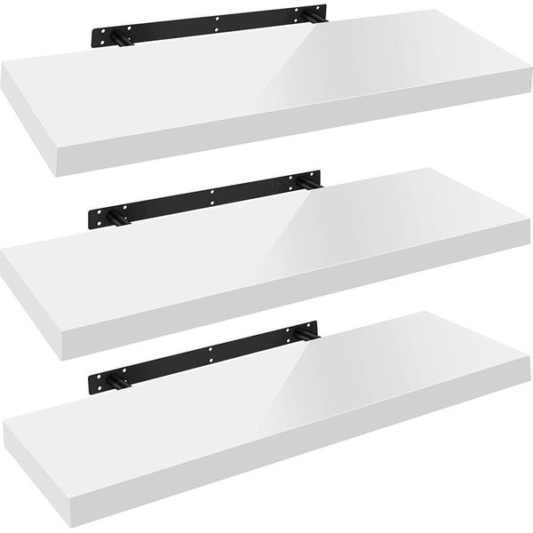Scaffale Da Parete Happyment Deluxus - Zwevend - 80 Cm - Scaffale Da Parete - Set Di 3 - Legno Mdf - Libreria - Scaffale Per Foto Camera Dei Bambini Camera Dei Bambini-image