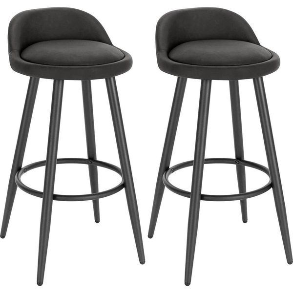 Happyment Leather Barstool Manchester - Set Di 2 - Antracite - Con Schienale - Ergonomico - Sedia Da Cucina - Altezza Seduta 69 Cm-image