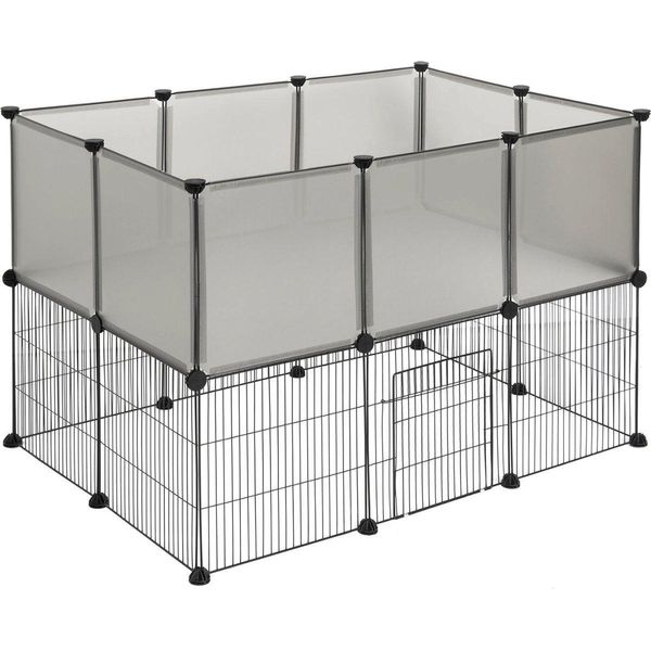 Happyment Recinto Per Animali Dodo - Extra Alto - Recinto Regolabile Per Animali - Recinto Per Conigli - Recinto Per Polli - Recinto Per Cuccioli - Recinto Per Gatti - Recinto Per Roditori - Bianco - 107X72X72 Cm-image