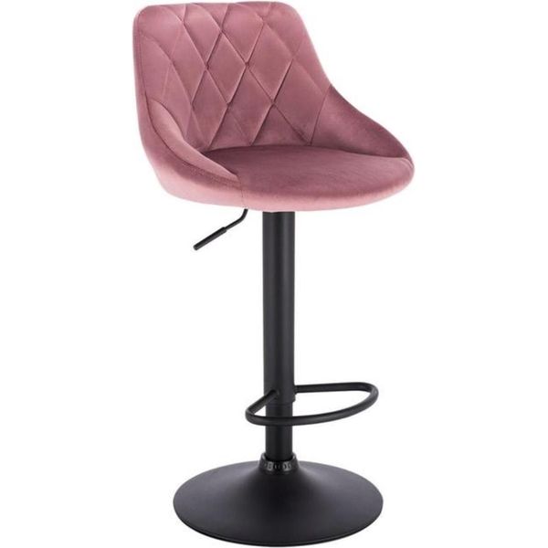 Happyment Designer Barstool Berlo - Ergonomico - Con Schienale - Velluto - Altezza Seduta 60-82 Cm - Rosa - 1 Pezzo - Altezza Regolabile - Per Cucina E Bar-image