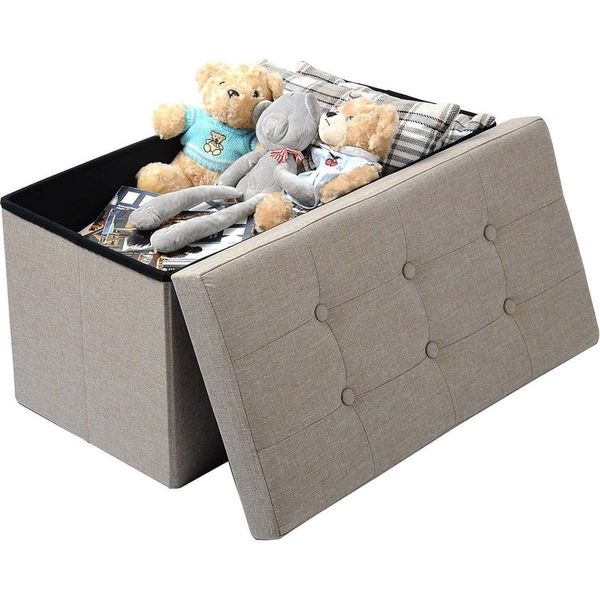 Happyment Panca Moderna Fero - Panca / Sgabello - Sgabello - Beige - Tessuto E Mdf - 76X38X38 Cm-image