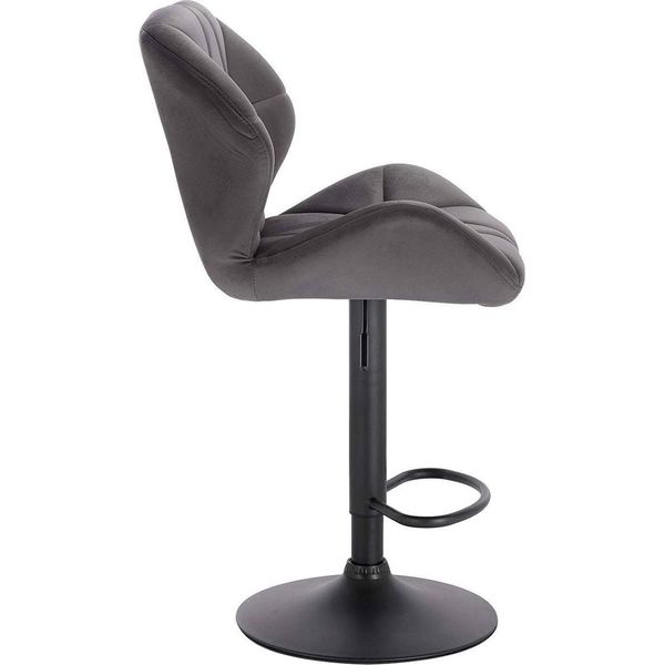 Sgabello Happyment Comodo Grigio - Con Schienale - Velluto - Altezza Regolabile 60-82 Cm - Ergonomico - Robusta Struttura In Acciaio - 1 Pezzo-image