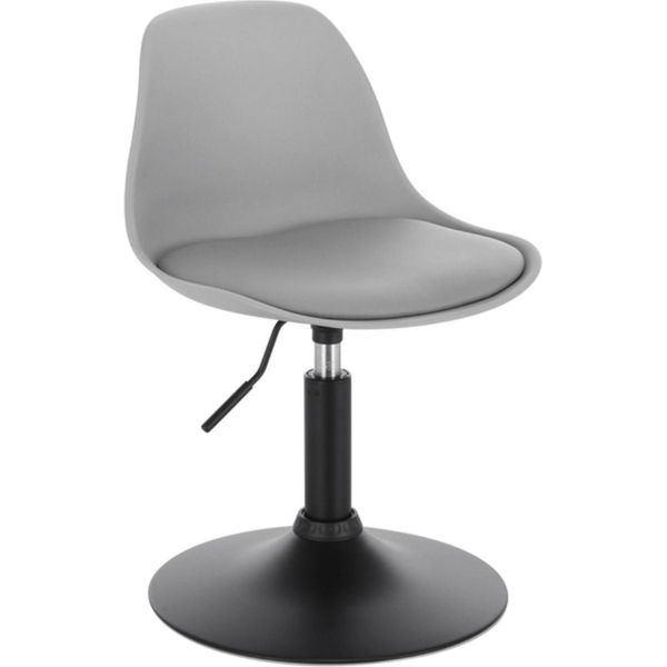 Happyment Mini Barstool Ziva - Grigio - Regolabile In Altezza - Sgabello Piccolo Con Seduta Rotonda - Sgabello Da Cucina - Sgabello Da Bar In Ecopelle - Altezza Seduta 37-49 Cm-image