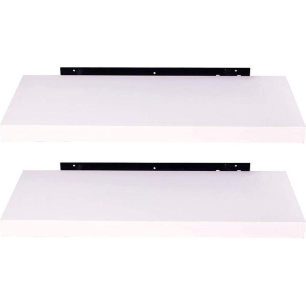 Scaffale A Muro Didi - Bianco - 25Cm - Zwevend - Set Di 2 - Legno Mdf - Libreria - Scaffale Per Foto Camera Dei Bambini-image