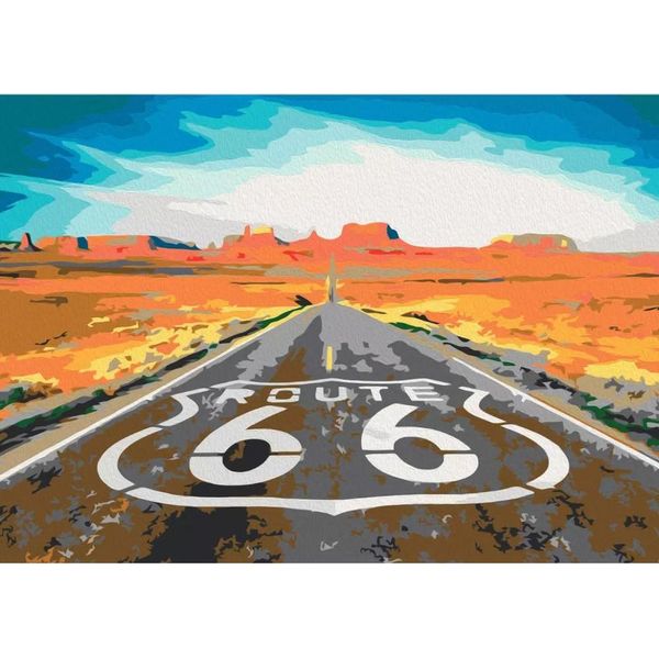 Quadro In Numeri Con Cornice Quadro Route 66 50X40 Cm-image