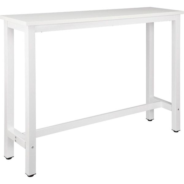 Happyment Deluxe - Tavolo Da Bar Per Interni - Rettangolare - Struttura In Metallo - Bianco - 140X40X100 Cm-image