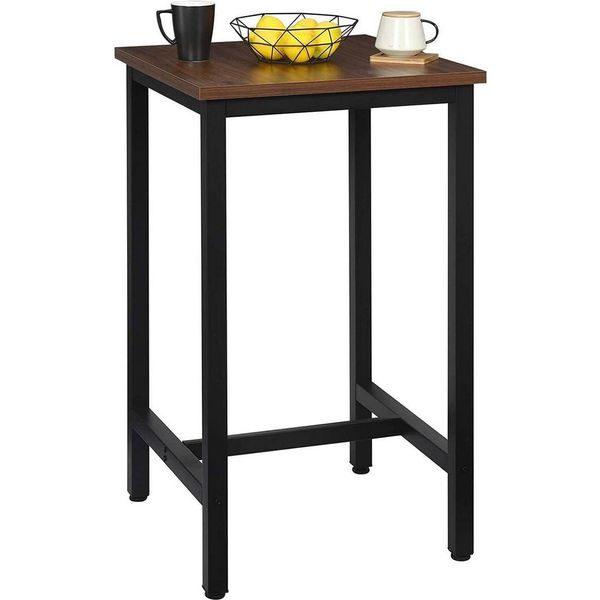Tavolo Da Bar Happyment Nevlo - Marrone Scuro - Interno - Quadrato - Cucina - Legno E Metallo - 60×60×100 Cm-image