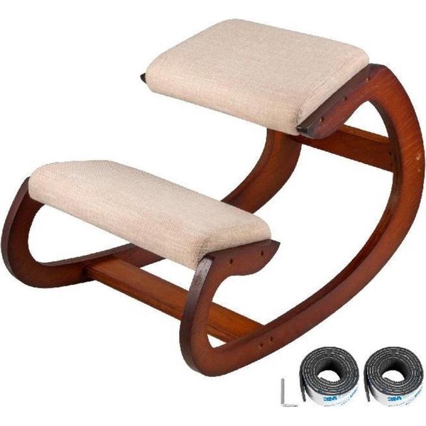Happyment Sedia Ergonomica Per Inginocchiarsi - Ergochair - Confortevole Sedia Per Inginocchiarsi Con Spesse Ginocchiere - Sgabello Da Lavoro E Sedia Da Ufficio - Marrone Scuro-image