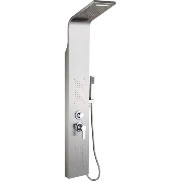 Sistema Doccia Completo Happyment - Doccia A Pioggia E Doccetta - Set Doccia Massaggiante - Soffione Quadrato - Acciaio Inox - Argento-image