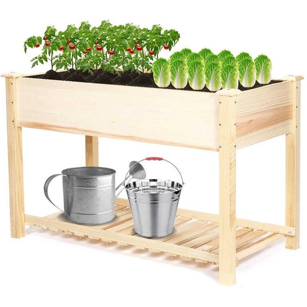Cassetta Per Piante Da Esterno Frobin - Letto Rialzato In Legno - Tavolo Per Piantine - Fioriera - Letto Rialzato Per Giardino E Balcone-image