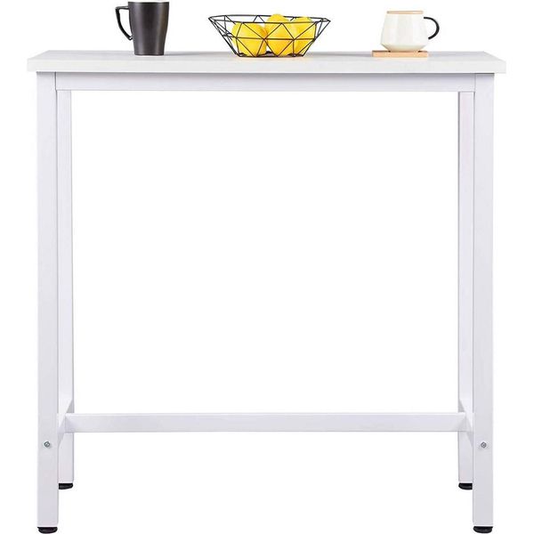 Tavolo Bar Happyment Devino - Rettangolare - Bianco - Legno E Metallo - Per Interni - 100×40×100 Cm-image