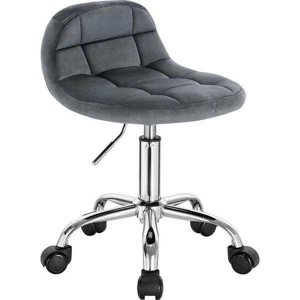 Happyment Sgabello Girevole Moderno - Con Schienale - Su Rotelle - Sgabello Per Parrucchieri - Rosa - Sgabello A Sella - Sgabello Da Lavoro Tabouret - Ergonomico-image